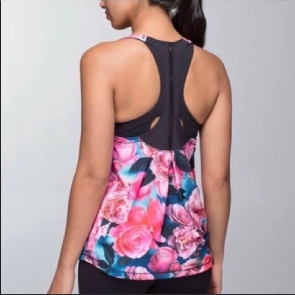 Lululemon Lightened Up Singlet Tank Top - Secret Garden/Black - Sz 4 🌸 ☀️ - Picture 3 of 6